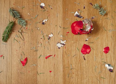 Christmas detritus on floor