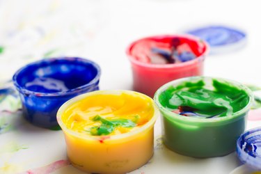 Red, Yellow, Blue, and Green Finger Paints