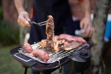 Barbecue being prepared, showing a beef