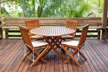 Teakwood furniture set on the porch