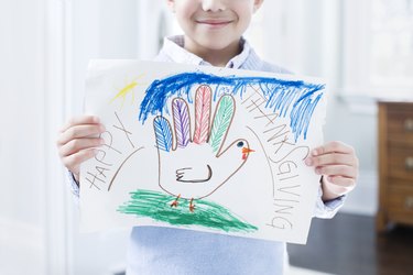 Boy with thanksgiving picture
