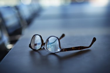 Close-up of glasses on table