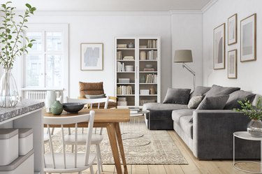 Modern scandinavian living room interior - 3d render