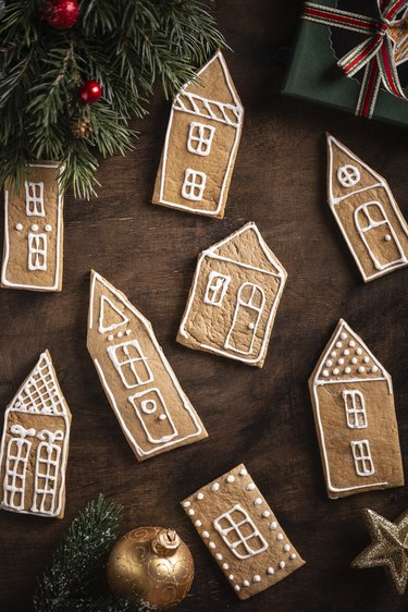 Gingerbread cookies on a wooden table