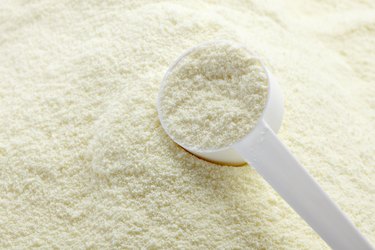 Powdered milk in measuring cup