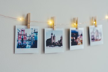 Instant photos on white background