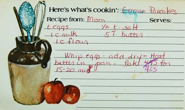 Old, worn and stained recipe card