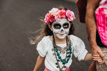 Young Australian girl Trick or Treating on Halloween