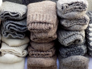 Stacks of knitted socks