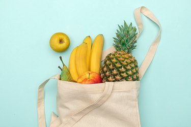 Cotton sack with assorted fruits