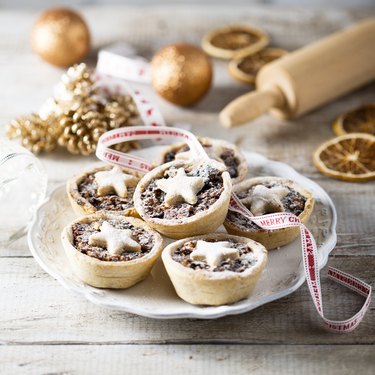 Mince pies on white plate