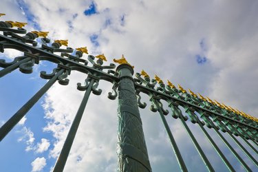 Detail of an old cast iron gate with floral decoration