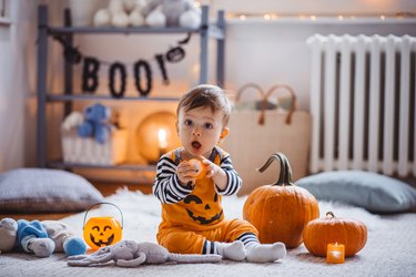 Baby playing on floor