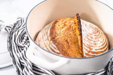 Freshly baked loaf of a wheat sourdough bread