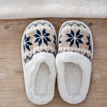 Slippers on wooden floor