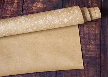 Directly Above Shot Of Brown Wrapping Paper On Table