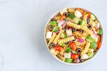 Healthy Fusilli Pasta Salad White Background