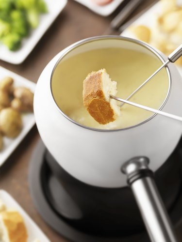 Cheese fondue with French bread