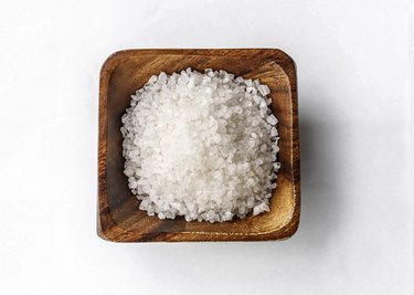 Sea salt in a wooden salt cellar