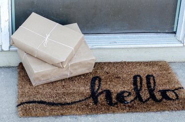 High Angle View Of Gifts By Door