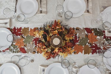 Table festively decorated for autumn holidays