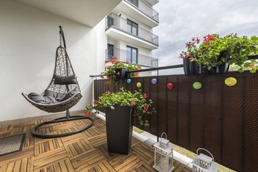 Hammock chair on home terrace