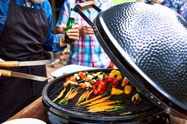 Vegetables cooking on barbecue