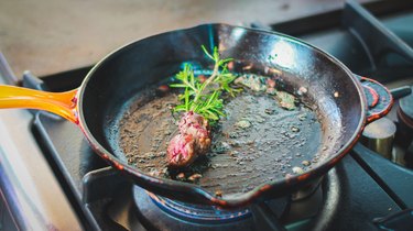 Fillet steak on iron cast pan