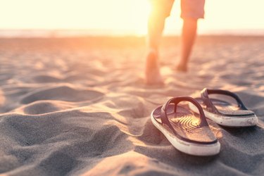 Walking barefoot in sand