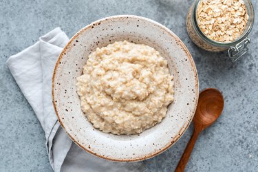 Plain oatmeal porridge in bowl