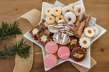 Plate with a big selection of Christmas cookies