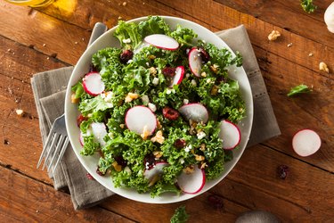 Healthy raw kale and cranberry salad