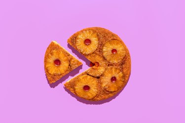 Pineapple tart isolated on a purple background