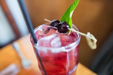 A pomegranate Shirley Temple, the classic mocktail.