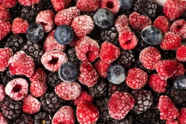 A variety of frozen berries