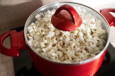 popcorn popped in a pan