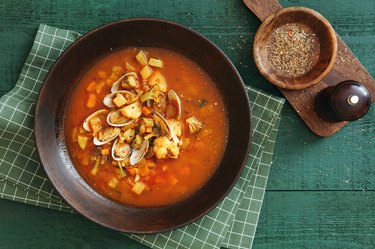 Summer seafood minestrone