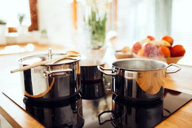 Lunch being made in modern kitchen