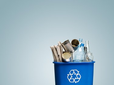 Garbage in a recycling bin