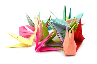 Colorful origami birds