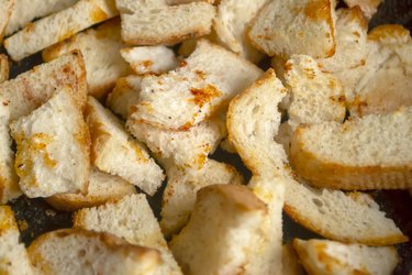 Pieces of bread, prepped for stuffing