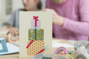 Birthday card with people in background