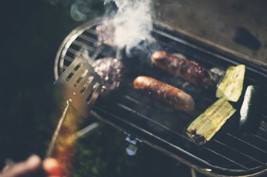 Cooking on Portable bbq grill