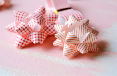 Set of Gift Boxes Wrapped in Pink