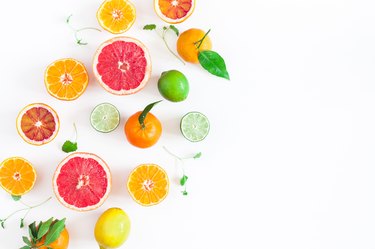 Colorful fresh fruits on white background
