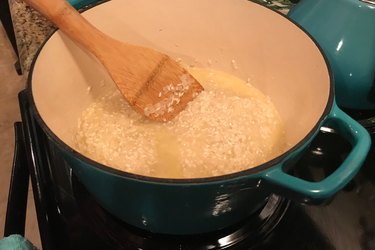 Making homemade risotto
