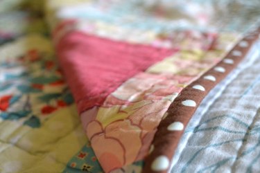 Handmade craft quilt in closeup detail