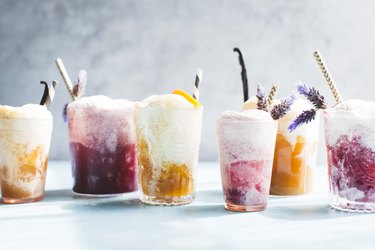 Bright and colorful ice cream floats