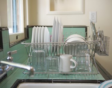 Kitchen sink and dish rack