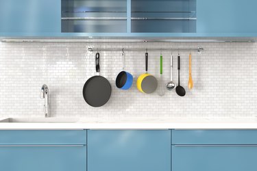 kitchen rack with utensils
